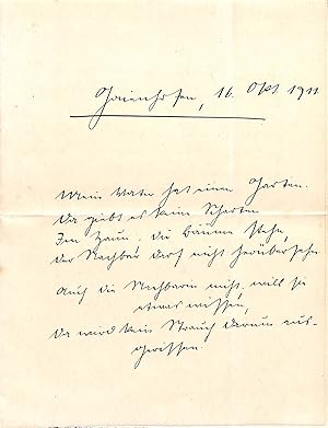 Imagen del vendedor de Eigenh. Brief mit Gedichtmanuskript (12 Zeilen) und U. a la venta por Eberhard Kstler Autographen&Bcher oHG