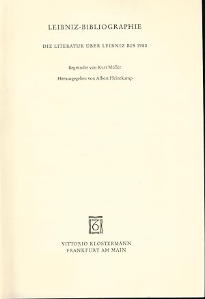 Bild des Verkufers fr Leibniz-Bibliographie - Die Literatur ber Leibniz bis 1980 zum Verkauf von avelibro OHG
