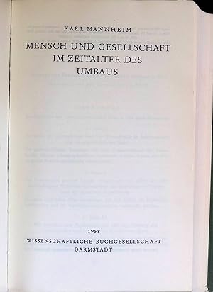 Bild des Verkufers fr Mensch und Gesellschaft im Zeitalter des Umbaus. zum Verkauf von books4less (Versandantiquariat Petra Gros GmbH & Co. KG)