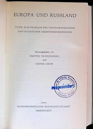 Bild des Verkufers fr Europa und Russland : Texte zum Problem des westeuropischen und russischen Selbstverstndnisses. zum Verkauf von books4less (Versandantiquariat Petra Gros GmbH & Co. KG)