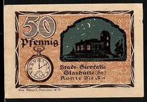 Bild des Verkufers fr Notgeld Glashtte 1921, 50 Pfennig, Sternwarte und Taschenuhr zum Verkauf von Bartko-Reher