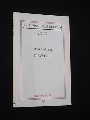 Seller image for Programmbuch 33 Schauspielhaus Bochum 1982. Urauffhrung QUARTETT nach Laclos von Heiner Mller. Insz.: B. K. Tragelehn, Bhnenbild/ Kostme: Kazuko Watanabe. Mit Libgart Schwarz (Merteuil), Fritz Schediwy (Valmont). Mit Stckabdruck for sale by Fast alles Theater! Antiquariat fr die darstellenden Knste