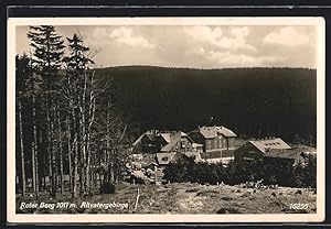 Ansichtskarte Schreibers Schutzhaus Roter Berg, Altvatergebirge, Berghütte aus der Vogelschau