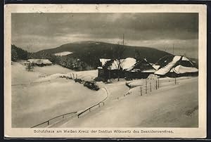 Ansichtskarte Schutzhaus am Weissen Kreuz, Berghütte der Sektion Witkowitz des Beskidenvereins
