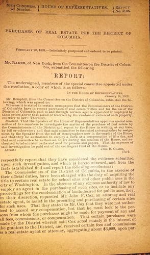 Purchases of Real Estate for the District of Columbia Mr. Baker, of New York, from the Committee ...