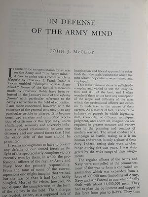 Immagine del venditore per Article: in Defense of the Army Mind McCloy was assistant secretary of war, and after President of the World Bank venduto da Hammonds Antiques & Books