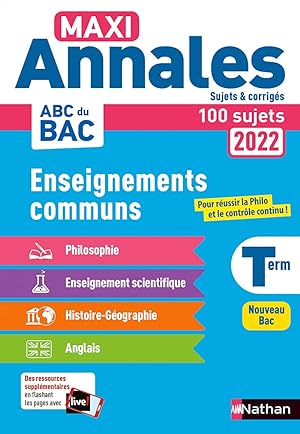Seller image for Tout en un Annales BAC 2022 - CC Terminale - Corrig (20): Sujets & corrigs for sale by Dmons et Merveilles