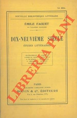 Bild des Verkufers fr Dix-neuvieme siecle. Etudes litteraires. zum Verkauf von Ammareal