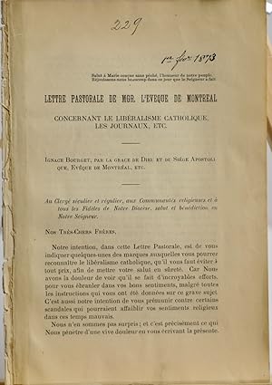 (Libéralisme, censure) Lettre pastorale de Mgr. l'Évêque de Montréal concernant le libéralisme ca...