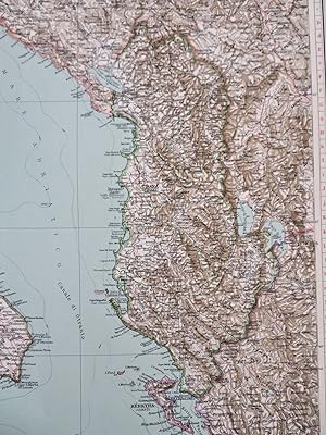 Albania Tirana Durres Vlore Skhoder Corfu 1936 large Italian map
