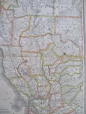 Northern California San Francisco Contra Costa 1882 uncommon color large map