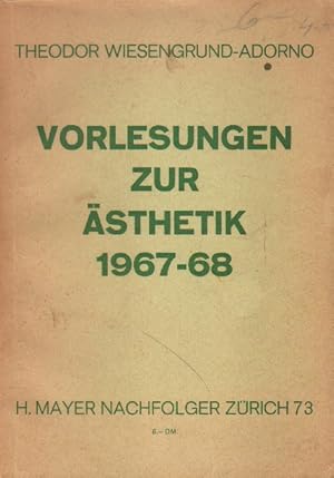 Imagen del vendedor de Vorlesungen zur sthetik 1967-68. a la venta por Versandantiquariat Boller