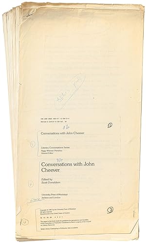 Seller image for [Galley Proofs]: Conversations with John Cheever (Editor's Copy) for sale by Between the Covers-Rare Books, Inc. ABAA