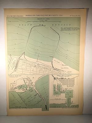 Maps of Madras (India) (1884), Table Bay (South Africa) and Port des Galets (Réunion) (1884). Atl...