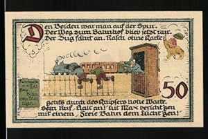 Bild des Verkufers fr Notgeld Gatersleben 1921, 50 Pfennig, Max und Moritz an der Eisenbahn zum Verkauf von Bartko-Reher