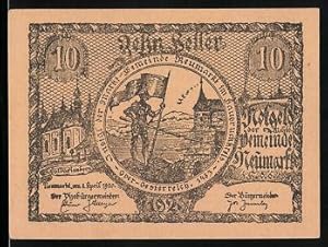 Bild des Verkufers fr Notgeld Neumarkt im Hausruckkreis 1920, 10 Heller, Krieger mit Fahne, Calvarienberg zum Verkauf von Bartko-Reher