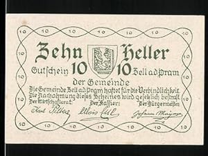 Bild des Verkufers fr Notgeld Zell /Pram 1920, 10 Heller, Ortspartie, Wappen zum Verkauf von Bartko-Reher