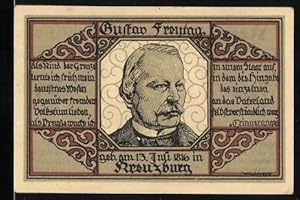 Bild des Verkufers fr Notgeld Kreuzburg in Oberschlesien, 1 Mark, Portrait von Gustav Freytag zum Verkauf von Bartko-Reher