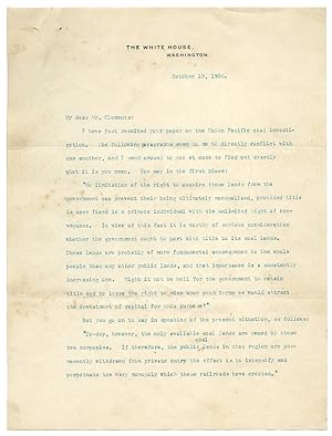 President Theodore Roosevelt Questions Coal Monopolies and Contradictions in Report from Intersta...