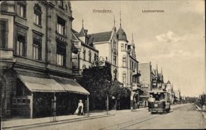 Ansichtskarte / Postkarte Graudenz Westpreußen, Lindenstraße, Straßenbahn