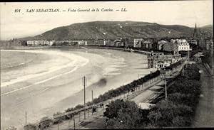Ansichtskarte / Postkarte Donostia San Sebastián Baskenland, Gesamtansicht von La Concha, Strand