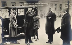 Ansichtskarte / Postkarte Reichspräsident Paul von Hindenburg, Abschied aus Hannover