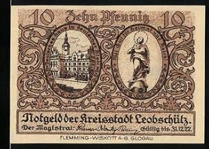 Bild des Verkufers fr Notgeld Leobschtz 1922, 10 Pfennig, Silhouette und Geschichte der Stadt zum Verkauf von Bartko-Reher