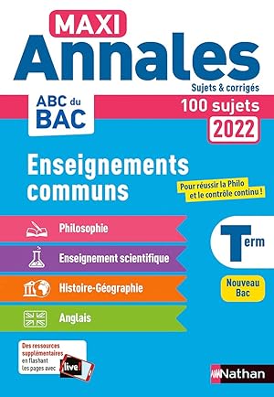 Tout en un Annales BAC 2022 - CC Terminale - Corrigé (20): Sujets & corrigés