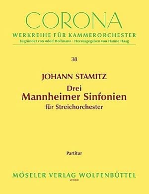 Bild des Verkufers fr 3 Mannheimer Sinfonienfür Streichorchester : Partitur zum Verkauf von AHA-BUCH GmbH