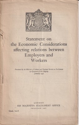 Imagen del vendedor de Statement on the Economic Considerations Affecting Relations Between Employers and Workers a la venta por Kennys Bookshop and Art Galleries Ltd.