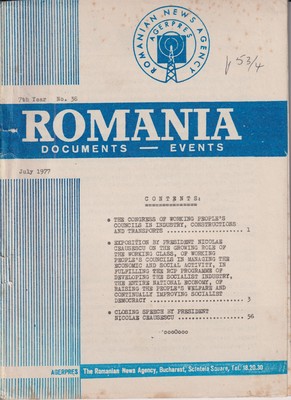 Seller image for Romania. Documents - Events (7th Year. No. 36. July, 1977) for sale by Kennys Bookshop and Art Galleries Ltd.