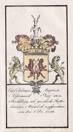 Bild des Verkufers fr Carl Johann Baptisti Nepomuck Graf von Rechberg" - Johann Nepomuk von Rechberg (1773-1817) / Wappen Ritter Ritterorden / Heraldik zum Verkauf von Antiquariat Steffen Vlkel GmbH