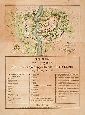 PIRNA. - Plan. "Plan Von dem Sächsischen und Preußischen Lageer bey Pirna 1756". Zeigt das Gebiet...