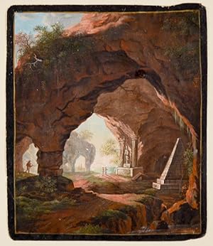 CARL SEBASTIAN VON BEMMEL (Bamberg 1743 - 1796 Nürnberg). Romantische Felshöhlen-Landschaft mit S...