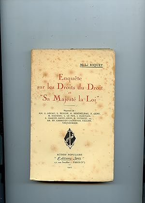 Bild des Verkufers fr ENQUTE SUR LES DROITS DU DROIT et " SA MAJESTE LA LOI " . Rponses de : MM.G.Goyau , L. Duguit , H. Berthlemy , F. Geny , M.Hauriou , L. Le Fur , J. Maritain , E. Duthoit , E. Martin ,Saint-Lon etc ;;RP.PP. Garrigou-Lagrange ,Fallon,Vermeersch zum Verkauf von Librairie CLERC