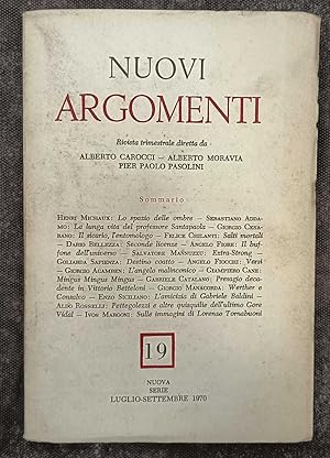 Rivista trimestrale Nuovi Argomenti. N. 19 Nuova serie Luglio-Settembre 1970.