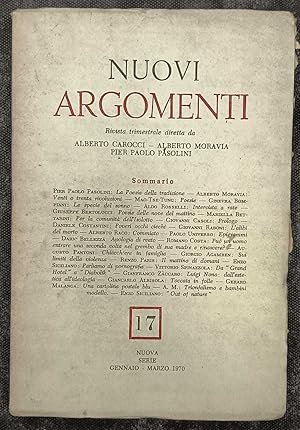 Imagen del vendedor de Rivista trimestrale Nuovi Argomenti. n. 17 Nuova Serie Gennaio-Marzo 1970 a la venta por librisaggi