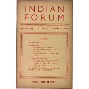 Indian Forum. Volume One, Number Three, October 1934