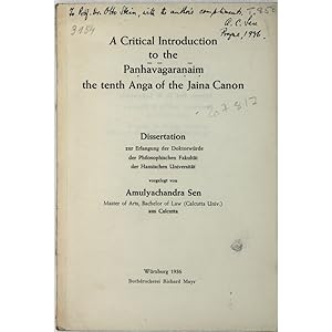 A critical introduction to the Panhavagaranaim, the tenth Anga of the Jaina Canon. Dissertation.