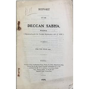 Report of the Deccan Sabha, Poona. For the year 1933.