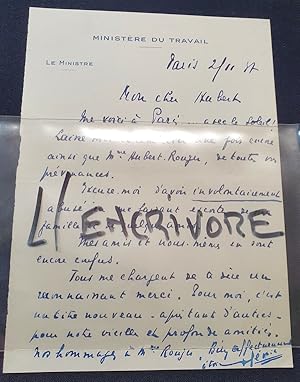 Lettre autographe signée de André Février - 1937