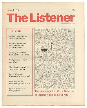 Bild des Verkufers fr An Interview with Aurelie Schober Plath [in] The Listener - Vol. 95, No. 2454, 22 April 1976 zum Verkauf von Between the Covers-Rare Books, Inc. ABAA