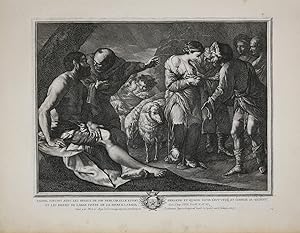 Image du vendeur pour Rachel survint avec les Brebis deson Pere .". Kuperstich von J. Jacques Coelemans nach Michelangelo Merisi da Caravaggio, mis en vente par Antiquariat  Braun