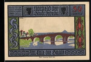 Seller image for Notgeld Lobeda 1921, 50 Pfennig, Saalebrcke, Fische, Krebse, Ruine, Ritter, Maria mit Kind for sale by Bartko-Reher