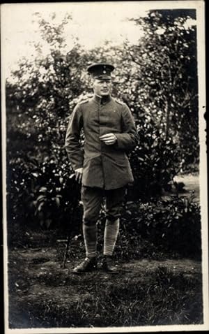 Foto Ansichtskarte / Postkarte Deutscher Soldat in Uniform, Minenwerfer Komp., I WK