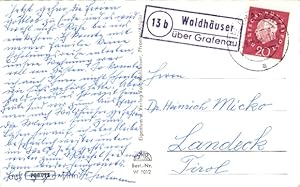 Landpoststempel (13b) Waldhäuser Neuschönau über Grafenau, 29.08.1959