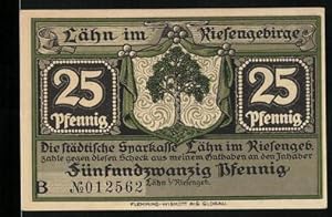 Image du vendeur pour Notgeld Lhn /Riesengeb., 25 Pfennig, Wappen, Ansicht von Birkenau mis en vente par Bartko-Reher