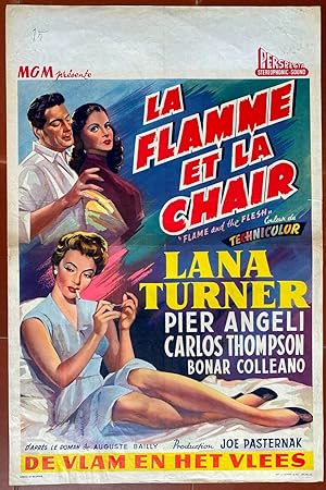Affiche originale cinéma LA FLAMME ET LA CHAIR Flame and the Flesh LANA TURNER 35x54cm