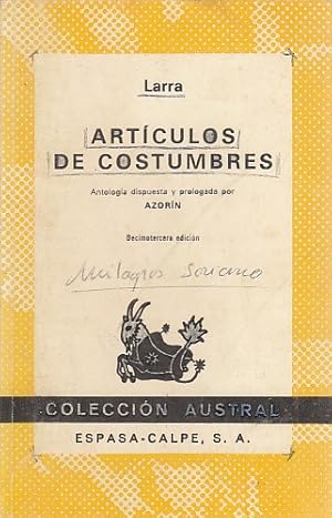 Seller image for ARTCULOS DE COSTUMBRES for sale by Librera Vobiscum