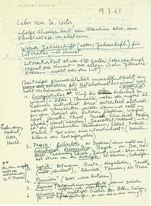 Eigenhändiger Brief m.U. Wien 19.7.1965. 1 1/2 S. 4°. mit seinem gedruckten Briefkopf.